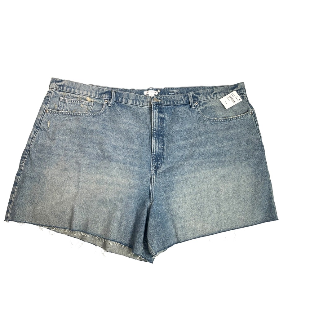 Good American Standard Long Short Plus‎ Size 28 Blue Jean Shorts Mid Rise New